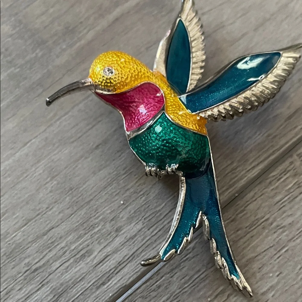 Artisan Multicolor Hummingbird Brooch - Picture 7 of 7